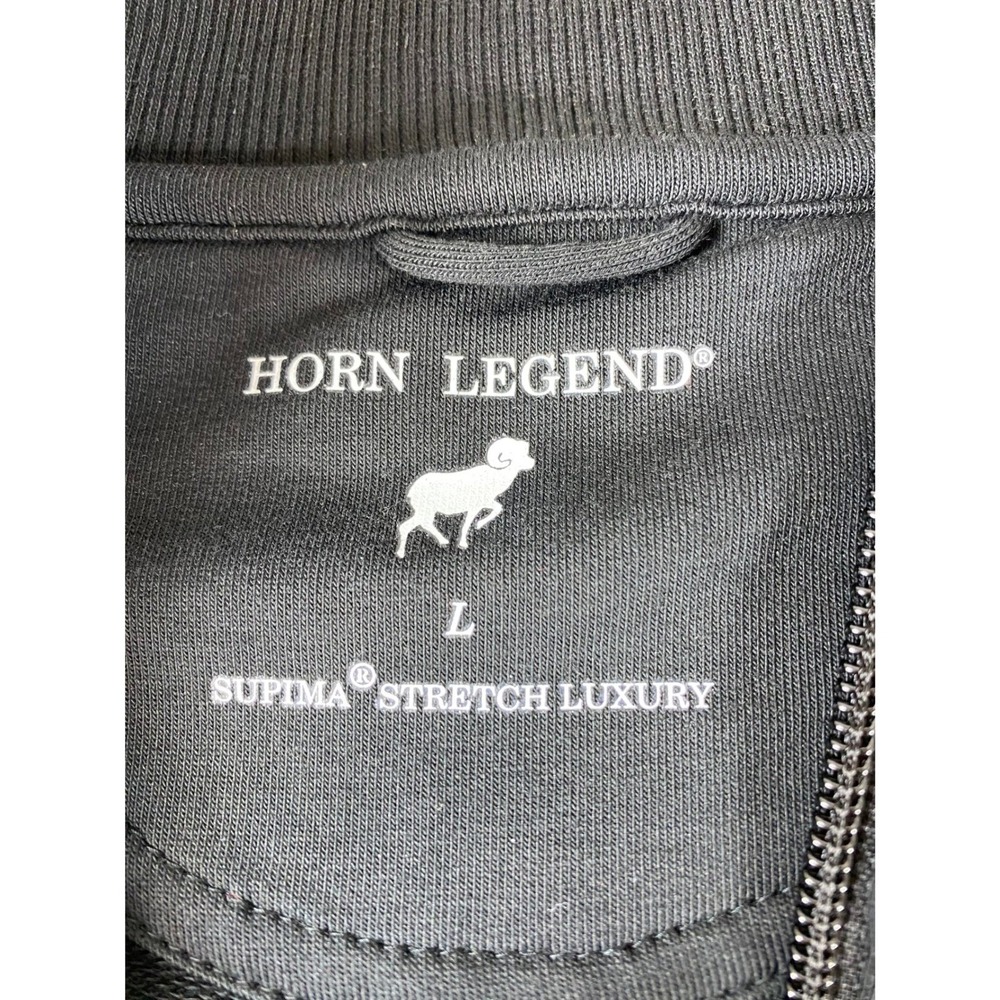 HORN LEGEND Men Quarter Zip Vest L Black Supima Stretch Luxury Sleeveless Jacket - Picture 2 of 6